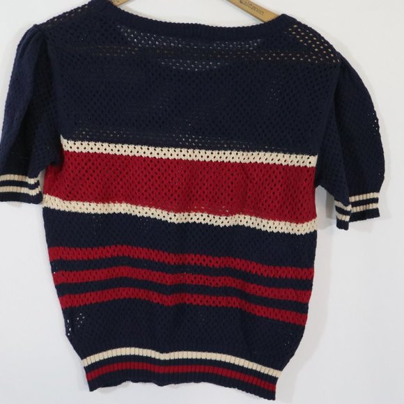 Mo:Vint Striped Short Sleeve Sweater S - Picture 3 of 3